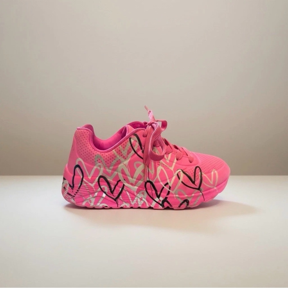 Skechers Kids JGoldcrown Uno Lite Metallic Love sneakers Size 2 Kids